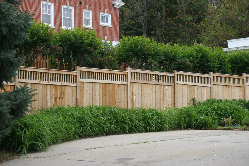 Amerifence Corporation Salina, Kansas - Wood Fencing, 1063 Custom Solid with Accent Top